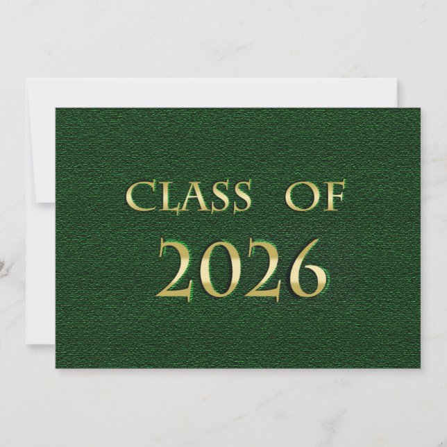 Tarjeta de la Clase de 2026 Verde y Dorada (Anverso)