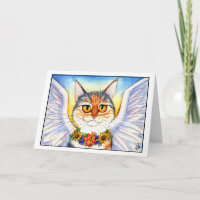 Tarjeta de la condolencia del gato del ángel