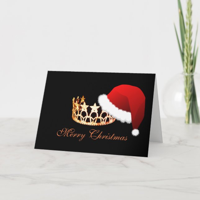 Tarjeta de la Corona de Miss America Santa Hat Nar (Anverso)