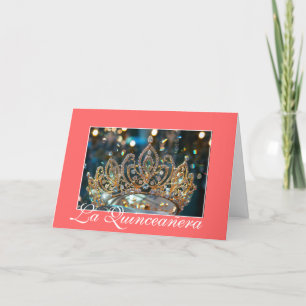 Tarjeta de la Corona de Oro Quinceanera