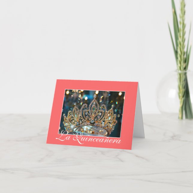 Tarjeta de la Corona de Oro Quinceanera (Anverso)