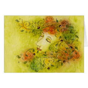 Tarjeta de la cosecha de la ninfa del otoño