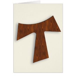 Tarjeta de la cruz de Tau del palo de rosa