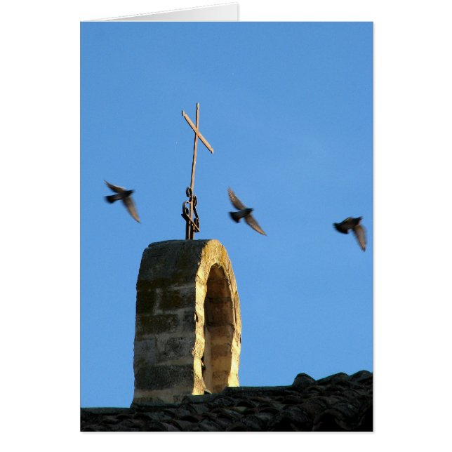 Tarjeta de la cruz y de tres pájaros (Frente)