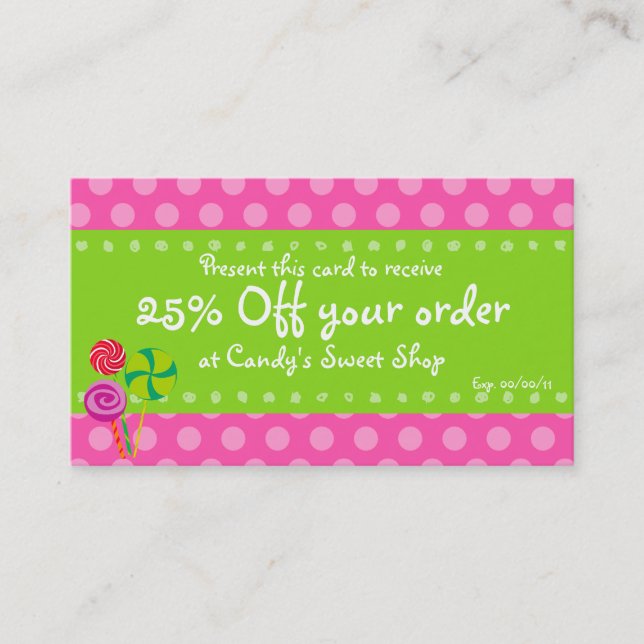 Tarjeta de la cupón del caramelo (Anverso)