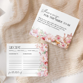 Tarjeta de la ducha de novia con té floral rosa Ru