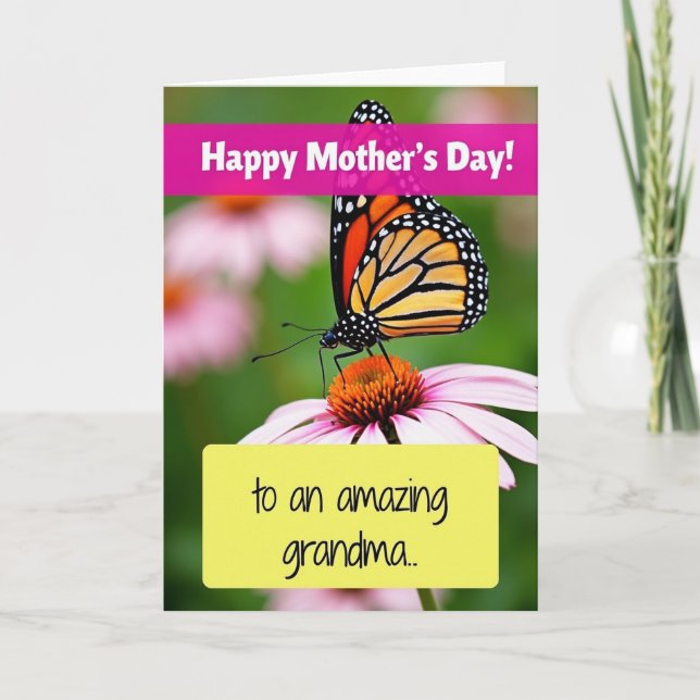 Tarjeta de la dulce abuela mariposa (Anverso)
