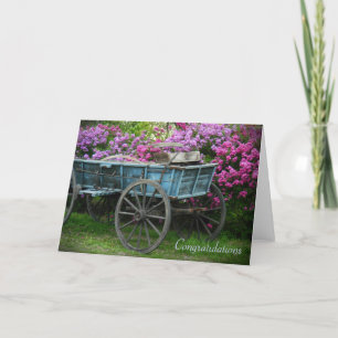 Tarjeta de la enhorabuena - carro con las lilas