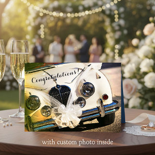 Tarjeta de la enhorabuena de la boda del coche del