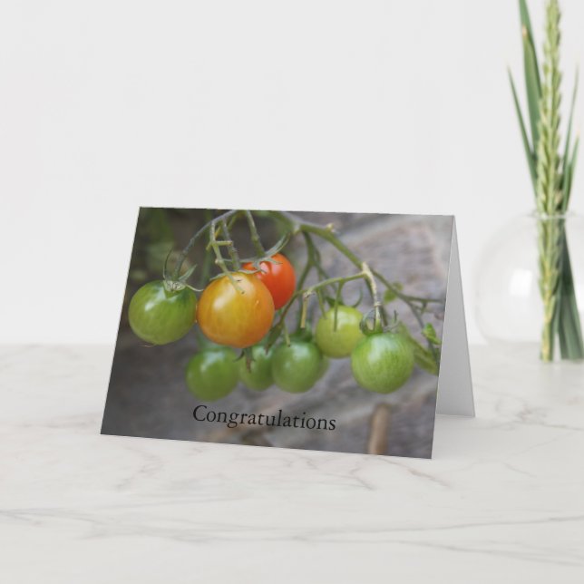 Tarjeta de la enhorabuena de la planta de tomate (Anverso)