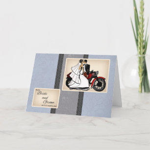 Tarjeta de la enhorabuena de novia y del novio de