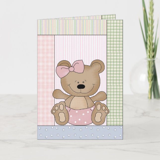 Tarjeta de la enhorabuena: Oso de peluche con el (Anverso)