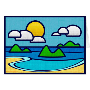 Tarjeta de la ensenada de la playa. Esconda dentro