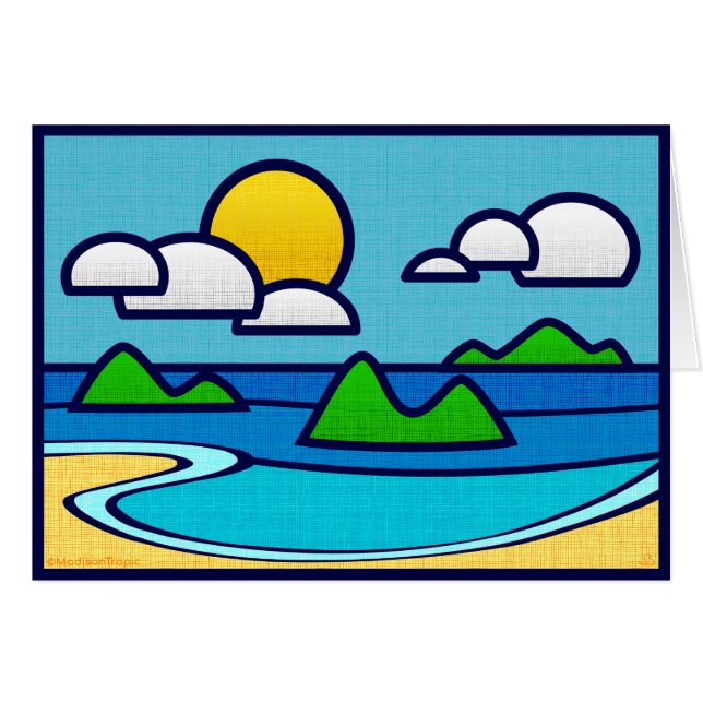 Tarjeta de la ensenada de la playa. Esconda dentro (Anverso (Horizontal))