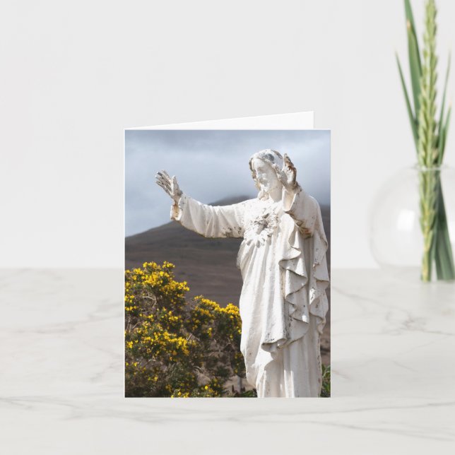 Tarjeta de la estatua de Jesús en Irlanda (Anverso)