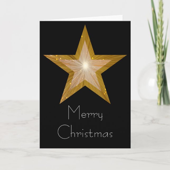 Tarjeta de la estrella de oro 'Merry Christmas' ve (Anverso)