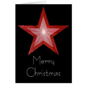 Tarjeta de la estrella roja "Feliz Navidad" vertic