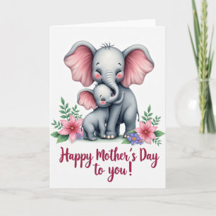 Tarjeta de la familia de elefantes amorosos