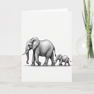 Tarjeta de la familia de elefantes de grafito