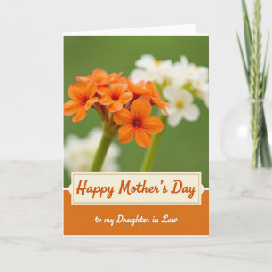 Tarjeta de la familia de flores naranjas de Chevro