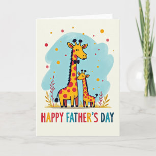 Tarjeta de la familia de jirafas del Día del Padre