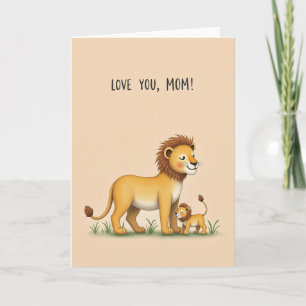 Tarjeta de la familia de leones te ama mamá