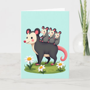 Tarjeta de la familia de marsupiales de cerámica