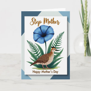 Tarjeta de la familia de pájaros florales de lunar