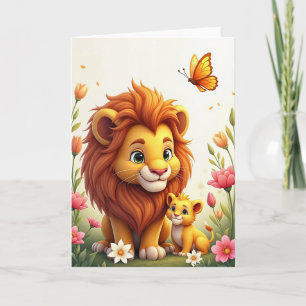 Tarjeta de la familia del león de lunares