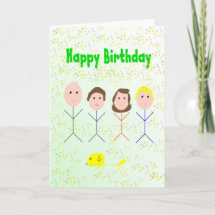 Tarjeta de la familia Happy Birday Stick