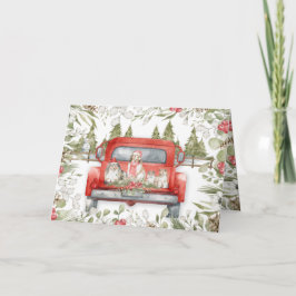 Tarjeta de la familia Sheltie en camionetas rojas