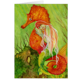 Tarjeta de la fantasía de la sirena del Seahorse