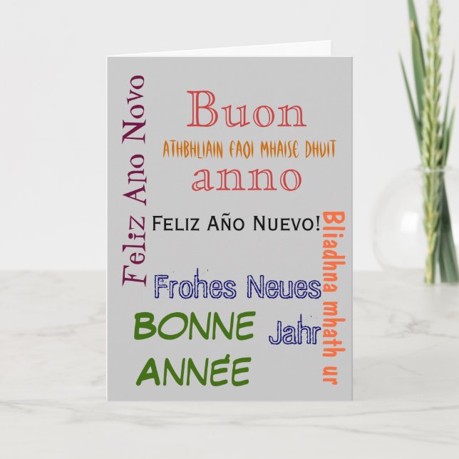 Tarjeta de la Feliz Año Nuevo de los otros idiomas (Anverso)