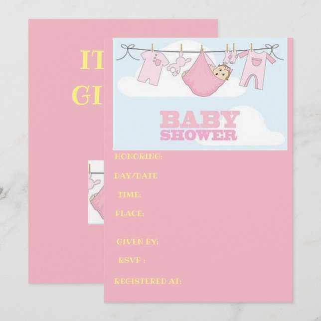 tarjeta de la fiesta de bienvenida al bebé es UN (Anverso / Reverso)