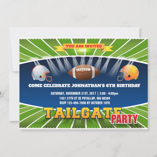 Tarjeta de la fiesta de cumpleaños del fútbol de (Anverso)