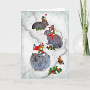 Tarjeta de la fiesta de Navidad de los conejitos