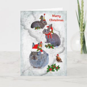 Tarjeta de la fiesta de Navidad de los conejitos (