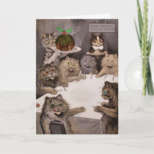 Tarjeta de la fiesta de Navidad de los gatos de