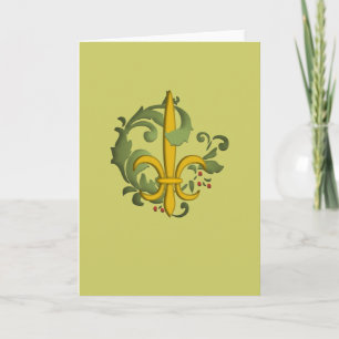 Tarjeta de la flor de lis de la voluta del navidad