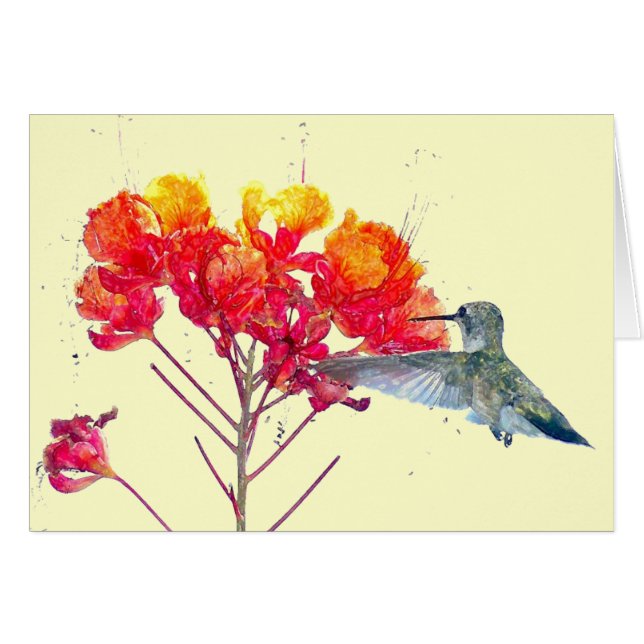 Tarjeta de la flor del colibrí (Anverso (Horizontal))
