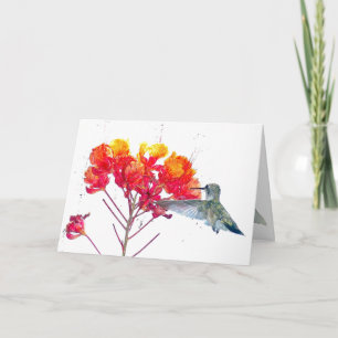 Tarjeta de la flor del colibrí