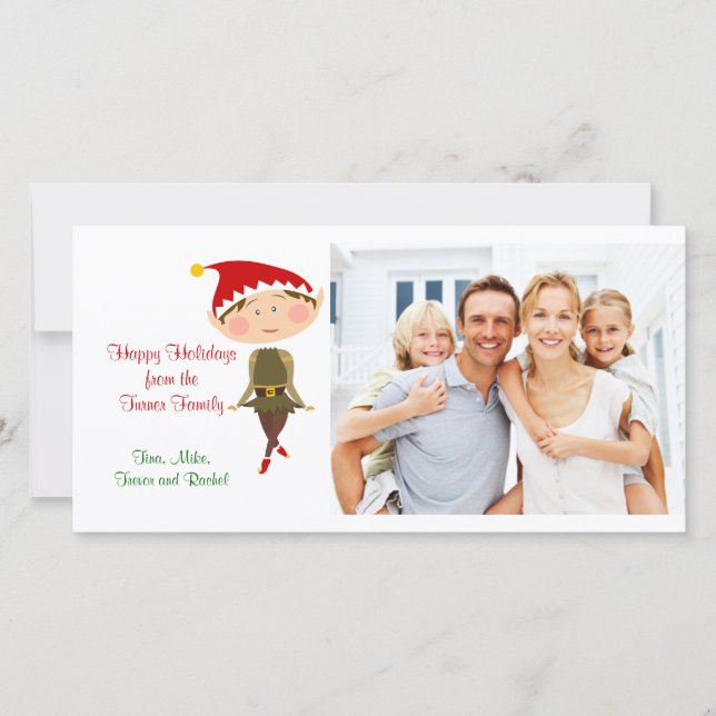 Tarjeta de la foto de familia del duende del (Anverso)