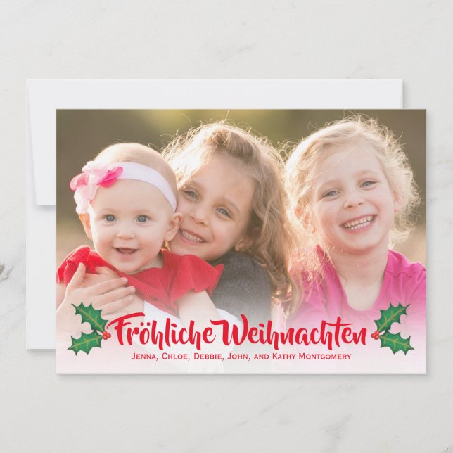Tarjeta de la foto de Fröhliche Weihnachten del (Anverso)