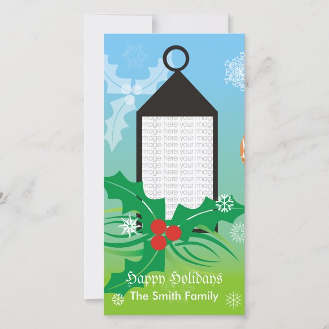 Tarjeta de la foto de la luz de navidad (Anverso)
