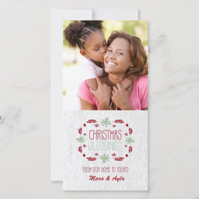 Tarjeta de la foto de las bendiciones del navidad (Anverso)