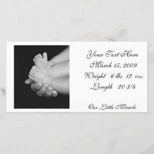 Tarjeta de la foto de los pies de B&W Babys
