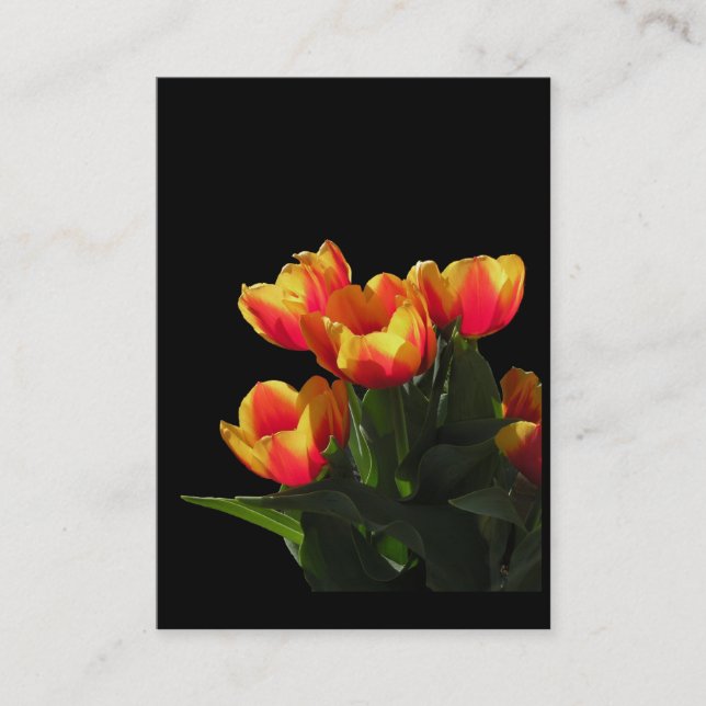 Tarjeta de la foto del ATC de los tulipanes de (Anverso)