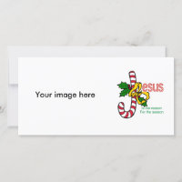 Tarjeta de la foto del bastón de caramelo de Jesús