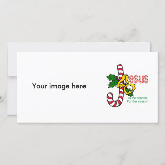 Tarjeta de la foto del bastón de caramelo de Jesús