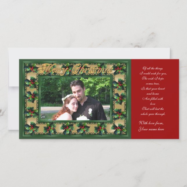 Tarjeta de la foto del marco del acebo de las (Anverso)